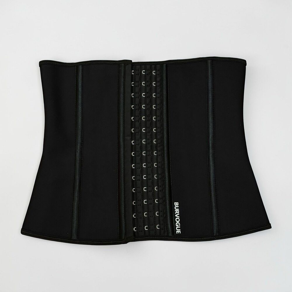 Burvogue Women’s Black Underbust Corset Waist Trainer Steel Boning Size XS